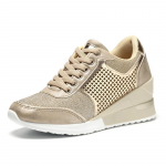 Kevadised Naiste K&otilde;rgust Suurendavad Tossud 6.5CM Platvormkiilud Kingad Naissoost T&uuml;druk K&otilde;ndimiseks Daamid Sport Jooksmiseks Zapatillas De Mujer 35 kuld