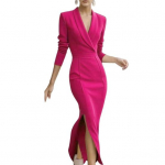 Naiste Midi Bodycon Tupekleit Rev&auml;&auml;r V-kaelus 3/4 varrukas Kontori &Auml;rikleit Ametlik Kokteil T&ouml;&ouml; L&otilde;hikuga Pliiatskleit S