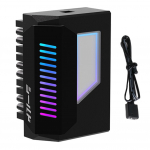 ATX 24-pin 180-kraadine toitepistikupesa adapter Infinity Mirror ARGB-valgustusega, emane-isane toiteadapter, 24-pin nurkadapter must