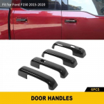 4x Door Handle Cover Trims For Ford F150 2015-w/ 2 smart keyholeCarbon Fiber