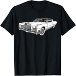 1967. aasta vana Lincoln Continentali piirjoonte graafika (valge) T-s&auml;rk, V&auml;ike, Must S mitmev&auml;rviline