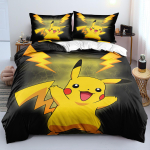Uus P-Pokemon Voodipesu Komplekt Multikas Anime Pikachu Tr&uuml;kitud Tekikott Tekk Padjap&uuml;&uuml;r Poistele T&uuml;drukutele Lastele T&auml;iskasvanutele Kuninga Kingitus EU Single(135*200cm)3pcs