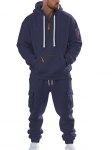 2025 meeste mitmetaskuline vabaaja spordihoodie poollukuga komplekt Triple Extra Large tumesinine v&auml;rv