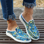 Naiste v&auml;rvilised mandala slip-on kingad - Kerged, mugava kangast pealispinnaga, erksad &uuml;marad kingad kogu p&auml;evaks Size 36 sinine