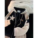 American Retro Star Patch Disainid T&otilde;mblukuga kapuuts Naistele Uus T&auml;nav Populaarne Joker Dressip Unisex &Otilde;mblemine Vaba vabaaja topp S must
