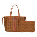 MCM Monogrammi Kahepoolne Logo V&auml;rviplokk Triibuline Muster Suure Mahutavusega Kandekott Naiste Kandekotid Pruun Konjak MWPDSLR01CO001 Basic Set (Bag+Dust Bag)