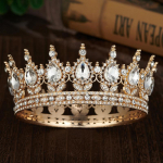 Kuninglikud Kuninganna Kuninga Tiarad ja Kroonid Pulmapeoks &Uuml;mmargune Rhinestone Diadeem Pruudi Koogi Kroon Juukseehted S&uuml;nnip&auml;evakingitused