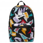 Nike Heritage Logo Prindiga T&otilde;mblukuga Seljakott Unisex Seljakott Must Mitmev&auml;rviline HJ8322-010 Black & Multicolor
