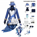Furina/Focalors Cosplay Anime M&auml;ng Genshin Impact Kost&uuml;&uuml;m Kroonitud Prima &Uuml;htne Parukas M&uuml;ts Kleit Naistele Halloweeni Pidu Rollim&auml;ngu R&otilde;ivad Komplektid XXXL
