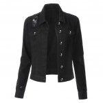 (SU)Naiste vabaaja mood Teksajakk Jean Coat Bead Outwear Mantel L must