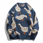Kootud kampsun meestele Multikas Loom Part Hani Prindiga Pullover Harajuku Vabaaja &Uuml;mmargune kaelus &Uuml;lesuurus Top Streetwear Unisex S&uuml;gis M