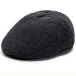 HT2630 Baret S&uuml;gis Talv Baret Paks Soe K&otilde;rvaklapiga M&uuml;ts Meeste Vintage Villane Viltm&uuml;ts K&otilde;rvaklappidega Mees Lame M&uuml;ts M 56-58cm must