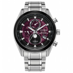 CITIZEN Tsuki-Yomi At seeria 100 meetrit veekindel, p&auml;ikeseenergia kvarts, supertitaanist rihm, 43mm meeste k&auml;ekell, lilla sihverplaat BY1018-55X sinine