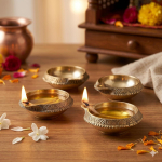 Pure Source India Raske Mini Messingist Diya/Lamp/Akhand Diya Pooja Tuppa