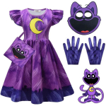 T&uuml;drukute l&otilde;unauinakukleit koomiksitegelastega cosplay kost&uuml;&uuml;m lasteriided koerap&auml;ev printsessi mood s&uuml;nnip&auml;evakleidid vestidos giftaa 140(9-10Years) purple