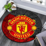 Manchester United tr&uuml;kitud &uuml;mmargune vaip, libisemiskindel pestav &uuml;mmargune vaip elutuppa, magamistuppa, m&auml;ngutuppa, spordif&auml;nni dekoratsioon, p&uuml;hade/s&uuml;nnip&auml;eva kingitus 100cmx100cm