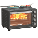 28 L Tosteriahi, Kompaktne ahi k&uuml;psetamiseks ja grillimiseks, Elektriahi k&uuml;psetusplaadi ja grillresti komplektis, 2600W, Must 48.6 x 36.3 x 33 cm must