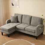 L-kujuline nurgadiivan pikendusega &ndash; 3-kohaline, 166 x 118 x 77 cm, puuvilla-linasegu kangas, plastjalad, moodul, elutuba, korterid ja kontorid 166 x 118 x 77 cm