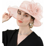 DRESHOW Naiste organza m&uuml;ts Kirikum&uuml;tsid Soodustus Kentucky Derby Kokteili teepidu Pulmad Lillem&uuml;ts laia &auml;&auml;rega Flower Hat: Nude Pink pink