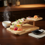 Sushi serveerimisalus Astmeline disain Astmeline alus Jaapani t&uuml;&uuml;p Square 6-step