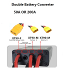 Elektriratta kahe aku t&uuml;hjendamise muundur 24-72VDC Kahe akuploki l&uuml;liti tasakaalustaja Kahekordne paralleelmoodul koos XT90 P-ga 50A XT90