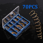 70 tk 10 suuruses &otilde;ngekonksud kullast metallist konksud kastiga karpkala p&uuml;&uuml;gikonksud 70pcs kuld