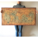 Plakat Nautical Ocean Sea World Map Retro Vana kunsti Pabermaali Seinaplakat 71*36cm