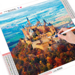 HUACANi ristpistes teemanttikandid maalilised S&uuml;gisene luige lossi mustrid isetegemise 5D teemantmaalingu mosaiik Full Square 20*20 cm