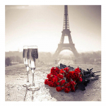 Teemantmaal Red Rose Wne Cup Tower Teemanttikandid Lillede muster Rhinestones 30x30CM