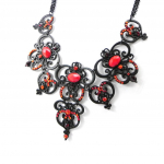 NOA [I2236] - Collier Cr&eacute;ateur 'Sissi' rouge noir punane