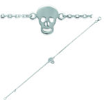 Les Tr&eacute;sors De Lily [K7791] - Bracelet Argent 'T&ecirc;te de Mort' argent&eacute; (rhodi&eacute;) - 10x7 mm h&otilde;be