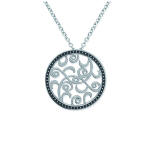 Les Tr&eacute;sors De Lily [M1112] - Collier acier 'Sissi' noir argent&eacute; - 3 cm h&otilde;be