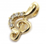 Les Tr&eacute;sors De Lily [M8754] - Pendentif Plaqu&eacute; Or 'Cl&eacute; de Sol' blanc kuld