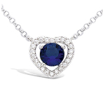 Les Tr&eacute;sors De Lily [N6827] - Collier Argent 'Love' saphir blanc (rhodi&eacute;) - 12x12 mm h&otilde;be