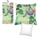 Les Tr&eacute;sors De Lily [Q5848] - Disainer padjakate 'Paresseux' roheline hall (Aeglaselt, kuid kindlalt...) - 40x40 cm roheline