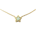 7bis [R1403] - Collier artisanal 'Etoile' opale dor&eacute; - 8x8 mm valge