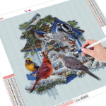 T&auml;isruudukujuline teemanttikandid maja Talvine teemantmaaling J&otilde;ululind Loom Mosaiik N&auml;put&ouml;&ouml; Kodukaunistus Full Round （30x30CM）