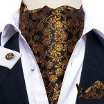 Meeste Ascot Lips Luksuslik Kuldne Must Lips Paisley Lilleline Jacquard Kootud siidist lips Dibangu peole 2006
