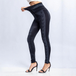 Naiste retuusid Print Retuusid imitatsioon Jean Slim Fitness elastsed &otilde;mblusteta s&auml;&auml;rised S must