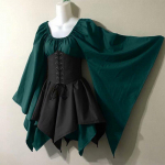 Keskaegsed Cosplay kost&uuml;&uuml;mid Gooti retro Woodland Wood Elf Fairy Fantaasia v&ouml;&ouml;koha korseti komplekt ja sakilised seelikud XXXXXL roheline
