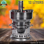 Roostevabast terasest 12-liitrine teen&otilde;ud teekeetja t&otilde;mben&otilde;u teekann T&uuml;rgi samovar puidul teesoojendaja puidust veekeetja s&ouml;epiknik 12 Liters Chrome Samovar