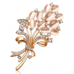 Naiste Vintage Rhinestone Opal Wheat Flower Pross Pin Kleit Sall Aksessuaar kuldne