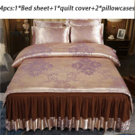 Luksuslik Satiin Jacquard 4-osalised voodipesukomplektid King Queen Twin Size tekikate Voodiriided Padjap&uuml;&uuml;rid Eemaldatav paks voodiseelik 150*200cm