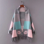 S&uuml;gis- ja talvine Korea versioon uuest naiste kampsunist kootud sall Fashion Hit Color Check Cardigan temperament One Size roosa