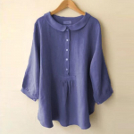 Puuvillane linane pluus Naiste soliidne Harajuku top vabaaja Jaapani nukukraega n&ouml;&ouml;bid kolme neljandiku varrukatega s&auml;rk 5XL