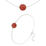 Les Tr&eacute;sors De Lily [R5984] - K&auml;sit&ouml;&ouml;na valmistatud h&otilde;bedane komplekt  Mineralia  h&otilde;bepunane ahhaat - 10 ja 8 mm (kaelakee & k&auml;ev&otilde;ru) punane