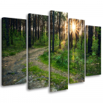 Viieosaline pildil&otilde;uenditr&uuml;kk Metsa loodustee maastik 100x70 roheline