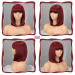MISSQUEEN Short Bob Red Wine parukas koos tukkidega S&uuml;nteetilised parukad naistele Kuumakindlad sirged Lolita Cosplay peojuuksed 25cm