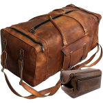 Suur nahast 28-tolline pagasikorv n&auml;dalavahetuse reisimiseks, &ouml;&ouml;bimiseks, kandke &uuml;hte meeste kott. Reisikombinatsioon koos tualetitarvetega pruun