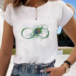 Aasia suuruse ja tr&uuml;kiga graafiline t-s&auml;rk, liblikas stiilis trend 90. aastate vabaajar&otilde;ivad naiste suvine top naiste T-moodne l&uuml;hikeste varrukatega T-s&auml;rk 4XL